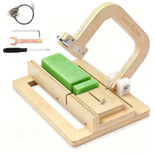 Wooden Soap Cutter for Handmade Soap Making Adjustable Wire Soap Slicer with Scale Professional Multipurpose Cutting Tool for DIY Soap Cheese Butter Cake Bread (Wood)