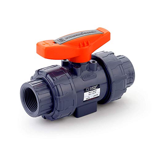 HYDROSEAL Kaplan 1” PVC True Union Ball Valve Threaded (NPT) with Full Port, ASTM F1970, EPDM O-Rings and Reversible PTFE Seats (1'')