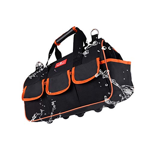 17-Inch Tool Bag, Wide Mouth Tool Tote Bag,Muti-Purpose Tool Bag Organiser With Adjustable Shoulder Strap And Plastic-Lined External Pockets, For Home Diy & Professional Use, Tool & Equipment Storage #TOP1