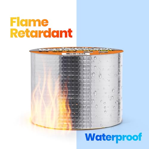 TAPEBEAR Butylband Wasserdichtes Klebeband 100mm x 10m, Starkes Dichtungsband Selbstklebend, Aluminium Klebeband Zur Reparatur Für Dachleckage Oberflächenriss Wohnwagen Rohr Glas Fenster, Silber