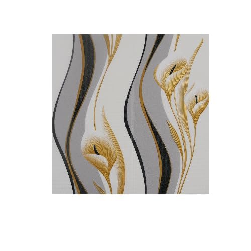 Image of KASHIVAL Self-Adhesive Waterproof PE Foam 3D Wall Panels Wallpaper Sticker for Bathroom, Living Room, Hotel and Home Decoration (70 x 70cm, Appx. 5.3Sq Feet) (JD Black Flower)