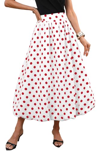 ELLEVEN Womens Bubble Maxi Long Skirt with Pockets Flowy Puffy