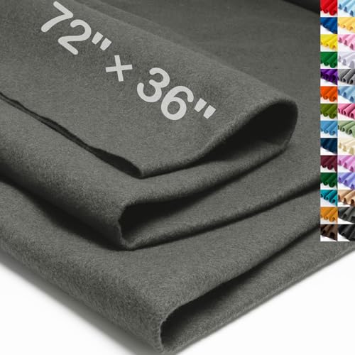XSEINO Dark Gray Large Felt Fabric 72 X 36 (2 Square Yards) 1.4 mm Thick Soft Felt Fabric Sheet for Crafts Gray Series Colors Soft Nonwoven Fabric Fit for Decoration Sewing DIY Crafts