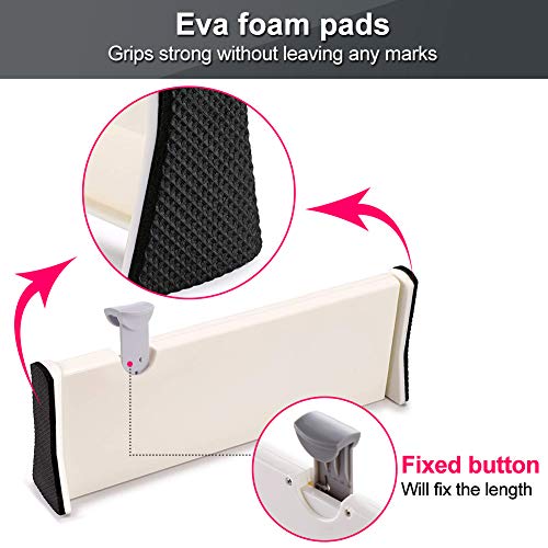 Drawer Dividers Organizer 5 Pack, Adjustable Separators 4" High Expandable from 11-17" for Bedroom, Bathroom, Closet,Clothing, Office, Kitchen Storage, Strong Secure Hold, Foam Ends, Locks in Place - Thumbnail 3