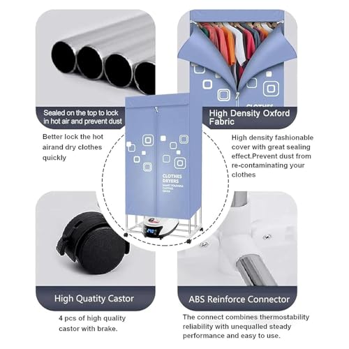 Heated Clothes Airer, 2300W Electric Clothes Dryer, 2 Tier Foldable Heated Clothes Dryer Laundry Drying Rack with Remote Control, 15KG Capacity-Energy Saving Heated Airers for Indoor, Apartment - Image 6