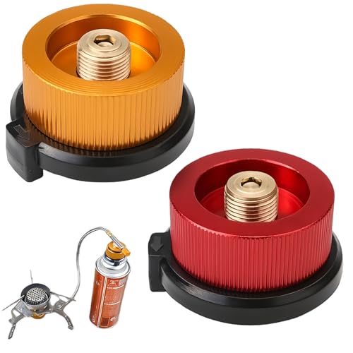 2 adaptadores de recarga de gas para recipiente de butano, convertidor de conector de estufa, boquilla de camping portátil para cartucho de gas de tornillo, equipo de senderismo al aire libre