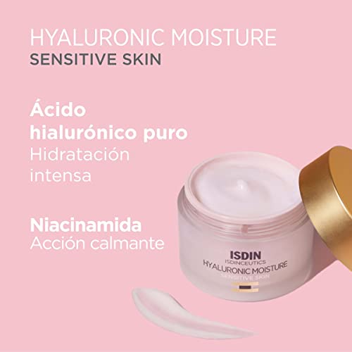 ISDIN Isdinceutics Hyaluronic Moisture Sensitive Crema Idratante, Idrata la Pelle in Profondità, Antiossidante e Antiage, 50 ml