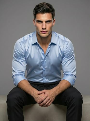 Image of Diverse Men's Satin Casual Shirt | Premium Solid Poly Satin | Wrinkle-Free, Full Sleeve Regular Fit Office, Business Wear