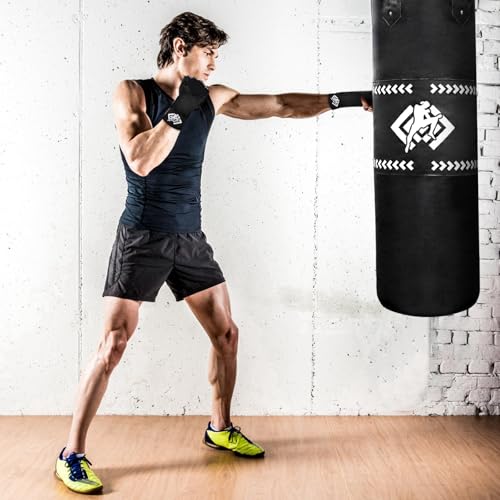 ZOOFOX Punching Bag for Adults, 4 Ft Heavy Bag with Chains and Hand Wraps for Beginners, 5-in-1 Boxing Bag for Kickboxing, MMA, Muay Thai, Karate, Home Gym or Fitness, Unfilled - Thumbnail 6