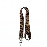 AutoUnlimted Animal Print Key Chain Lanyard with Swivel Key Clip and Cellphone Strape - Leopard Tan