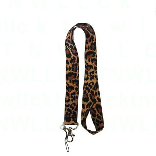 AutoUnlimted Animal Print Key Chain Lanyard with Swivel Key Clip and Cellphone Strape - Leopard Tan