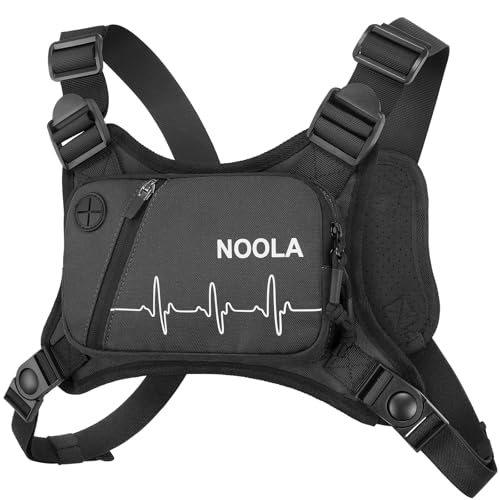 NOOLA Running Chest Pack, Running Vest for Men Women with Reflective Back, Lightweight Sport Chest Bag for Runners, Cycling, Biking, EDC Pouch, Phone Holder Carrier for Jogging, Black
