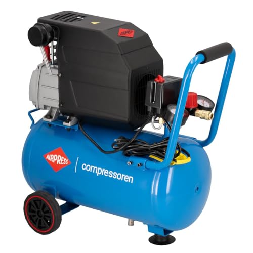 AIRPRESS   Compresor HL 260 25 8 bar 2 CV/1.5 kW 206 l/min 24 l   Compresor aire con ruedas   Compresor de aire 24 litros para usuarios doméstico, talleres y aficionados.