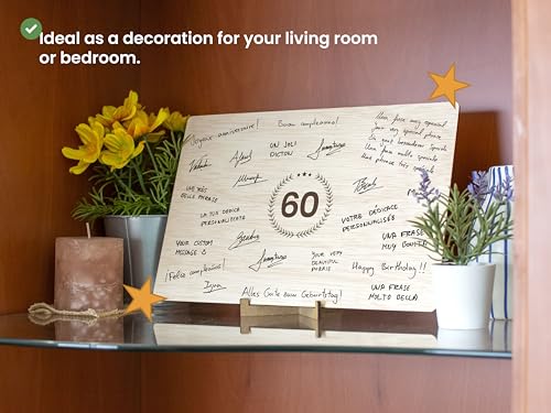 CONTRAXT 60th Birthday Wooden Sign & Guest Book Keepsake Gift for Men & Women Party Decoration Idea for Mum Dad Grandparents (60) - Image 3