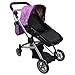Mommy & Me Babyboo Luxury Leather Look Doll Pram Foldable Doll Stroller with Basket, Convertible Seat, Adjustable Handle, Swiveling Wheels, and Free Carriage Bag (Multi Function) - 9651A Purple