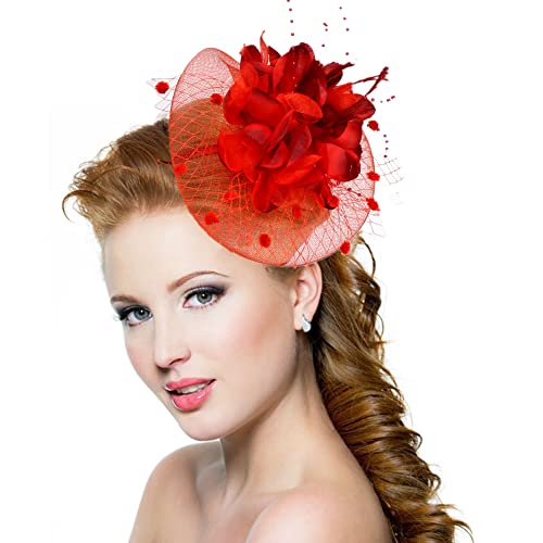 Chapeau Bibis Mariage Femme Coiffure Bride Fascinator Épingle à Cheveux Nuptiale élégantes Voilette en Maille Bandeau pour Cocktail Mariage Cérémonie...