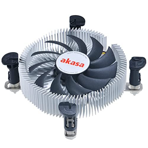 Akasa Aluminium Intel Mini-ITX cooler | TDP 35W | 26mm Low Profile CPU Cooler | 74mm PWM Fan | Heatsink with Aluminium Core | Twin Ball Bearing | For Intel LGA775, LGA115x, LGA1200 | AK-CC7122BP01