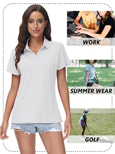 Image of TACVASEN Women's V-Neck Polo Shirts UPF 50+ Short Sleeve Sun Protection Quick Dry Golf Polos Collared Shirt