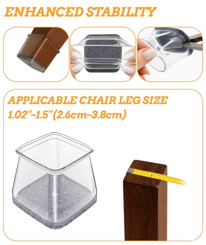 Image of 16 Pcs Furniture Leg Caps Silicone, Chair Leg Floor Protector, Non-Slip Silicone Chair Leg Protector, 31 * 36 * 37mm Furniture Leg Cap for Dining Chairs, Bar Stools, Office Chairs