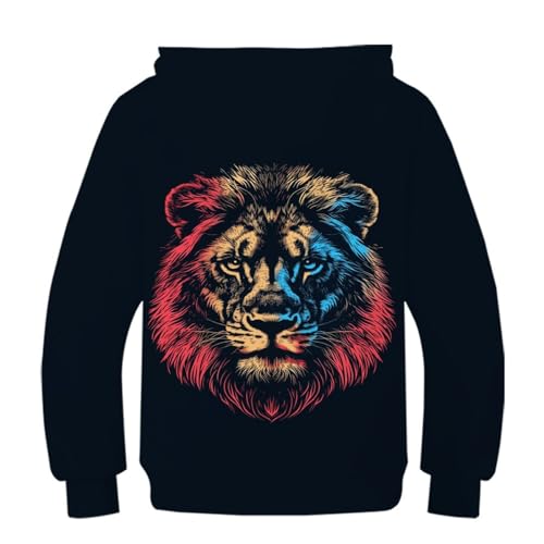 Hoodie lion éblouissant imprimé 3D multicolore et structure légère - 2