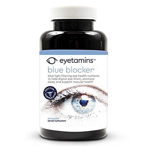 Eyetamins Blue Blocker Eye Health Supplement - 60 Capsules - Enhanced AREDS 2 Based - Blue Light Filtering Formula - Bilberry, Lutein, Vitamin-C, and Zeaxanthin - Vegan and Non-GMO Formula