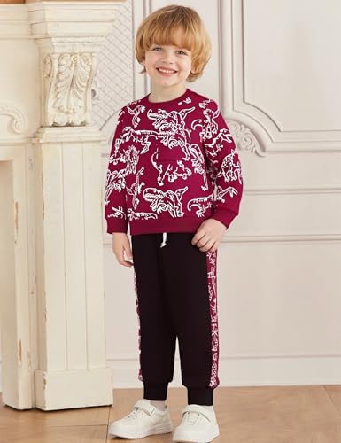 Boy Clothes Dinosaur Print Sweatshirt Jogging Pants Boys Outifts4