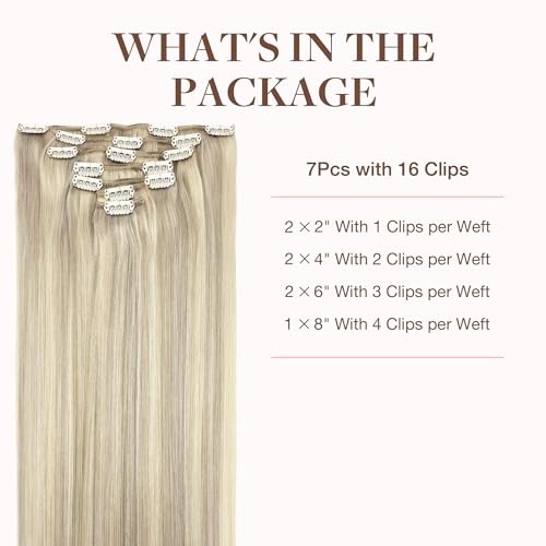 Image of GOO GOO Clip in Hair Extensions Real Human Hair Blonde Remy Extensions