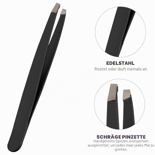 Pinzette Professionelle schräge Pinzette für Gesichtshaare Damen & Herren Edelstahl Präzisionspinzette für eingewachsene Haarpinzette (schwarz)