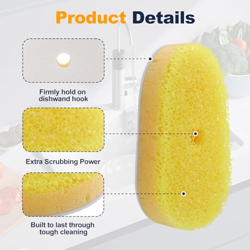 Image of Packs Refill Heads Compatible with Dish Daddy, Non-Scratch Wand Refill Sponge Heads Compatible with Scrub Daddy, Upgrade Much Thicker and Durable (6)
