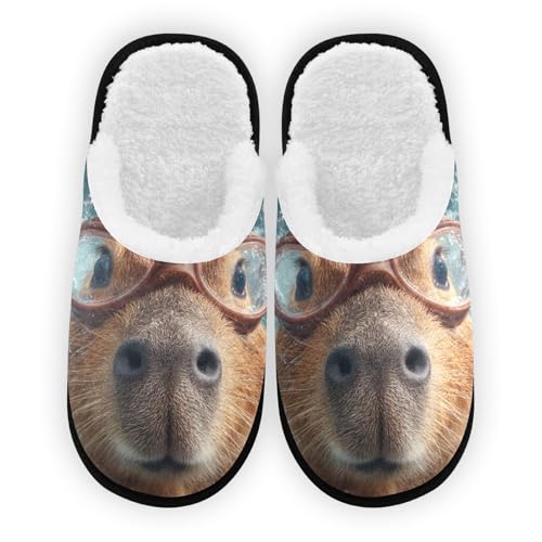 Blue Ocean Capibara Slippers For Women Men Soft Memory Foam Non-Slip Animal Winter Indoor House Shoes Travel Slipper