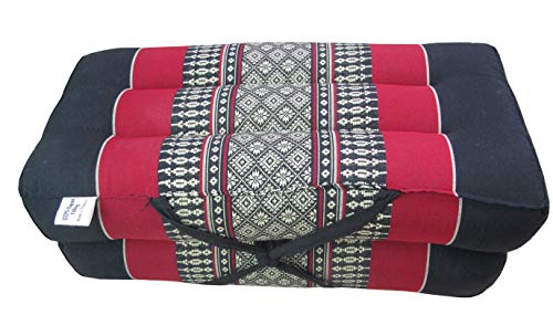 Land of Simple Treasures Faltbares Meditationskissen - extra festes Yoga-Blockkissen - komplett natürliche thailändische Kapok-Faser-Füllung - wandelbarer Boden, Stuhlsitz (Daisy Cranberry Red) Cover