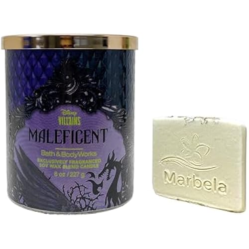 Bath & Body Works Disney Villains Collection Maleficent Single-Wick Candle with a Natural Oats Sample Soap