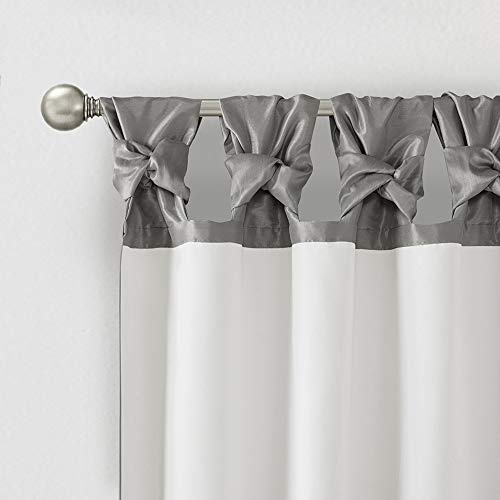 Madison Park DIY Twist Tab Top, Window Drapes for Living Room Bedroom and Dorm, 100% Faux Silk, Polyester Lining, Charcoal - Image 4