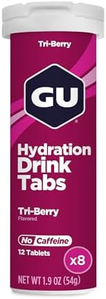 GU Energy Hydration Electrolyte Drink Tablets, 8-Count(96 Servings), Tri-Berry