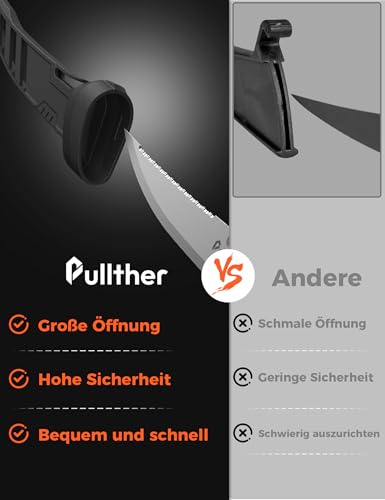 pullther Fishing Angelmesser, 5 Inch/127mm Fischmesser aus Edelstahl mit Rutschfestem Griff, Gezackter Rand, Angelzubehör mit Schutzhülle