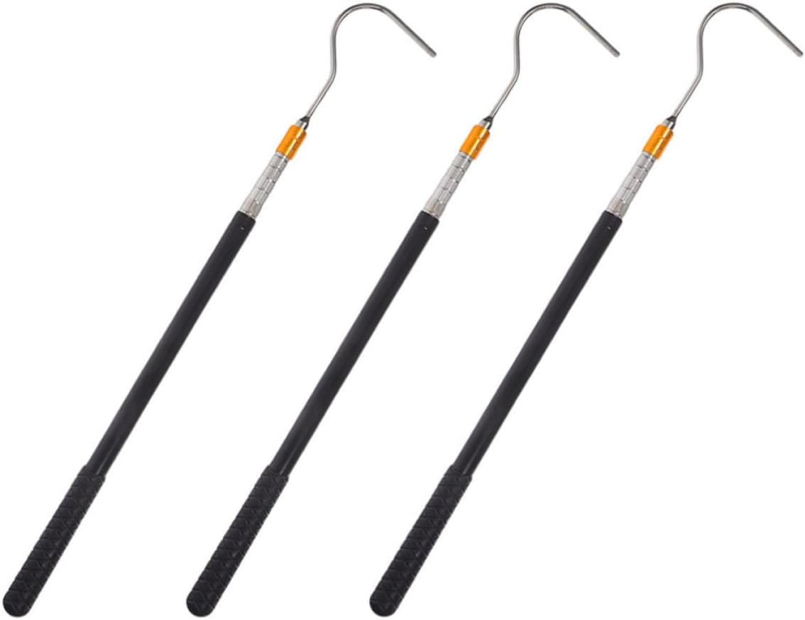 Alipis 3 Pcs Stainless Steel Loft Ladder Pole with Hook for Windows