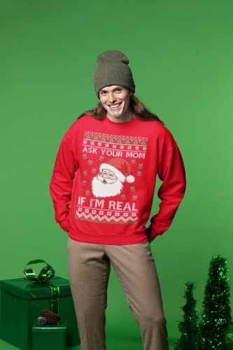 Wild Bobby Ask Your Mom If I'm Real Funny Santa Xmas Ugly Christmas Suéter unissex com estampa de g