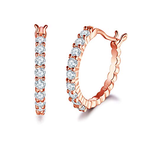 Rose Gold Plated Silver Hoop Earrings with Cubic Zirconia Rose Gold Plated Silver Hoop Earrings with Cubic Zirconia