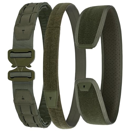 YAKEDA Tactical Airsoft Battle Belt–Men's Molle Belts 1.75" & 1.5" Rigger Heavy Duty Belt (Tan, L)1