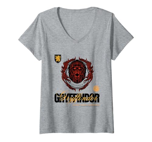 Womens Harry Potter Gryffindor Lion V-Neck T-Shirt