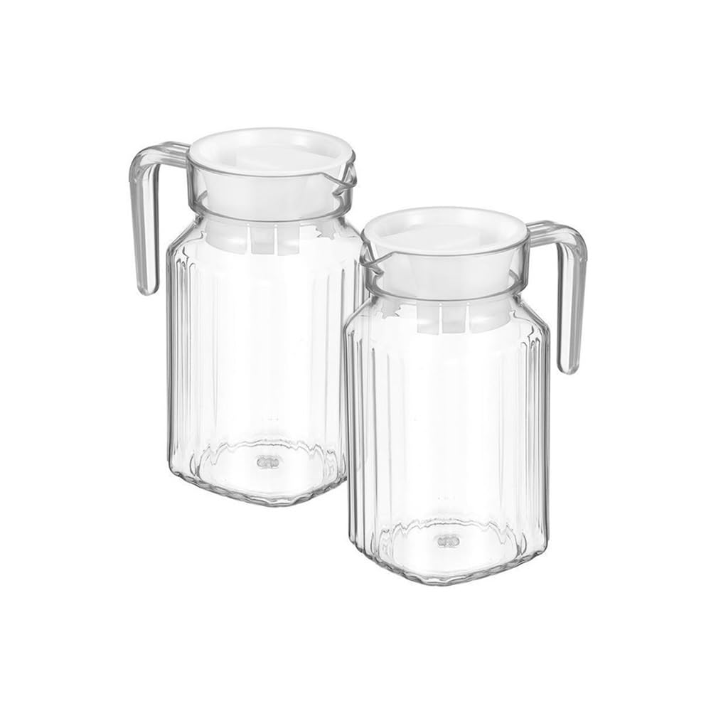 Jarra de agua 2 jarras de agua de gran capacidad, hervidor de agua doméstico de plástico con tapa, jarra for bebidas for jugo, leche, bebidas frías o calientes Olla de vidrio