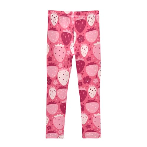 Girls Basic Leggings Baby Girls Pants Strawberry Soft Footless Stretchy Tights Pants 4-10Y2
