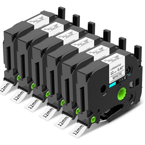 12mm 0.47 Laminated White Tape Replace for Brother Label Maker Tape TZe-231 Compatible with P-Touch TZ TZe 1/2