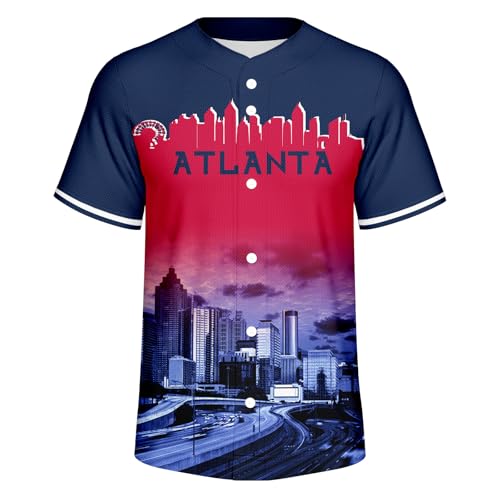Camisa casual de beisebol City Night Skyline Silhueta Jersey abotoada roupas urbanas roupas de fãs t