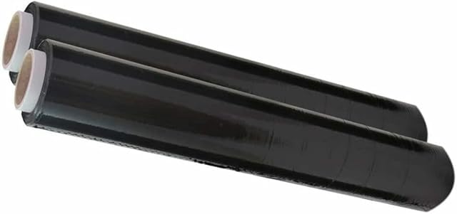 2 X STRONG ROLLS BLACK PALLET STRETCH SHRINK WRAP CLING FILM 400MM x 150M (Pack of 2)