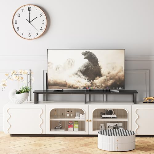aboxoo 59" Large TV Riser Stand for 32-75 Inch TV, TV Shelf with Steel Legs, Tabletop TV Riser for Home Living Room, Study Office (Black) by aboxoo - Image 8