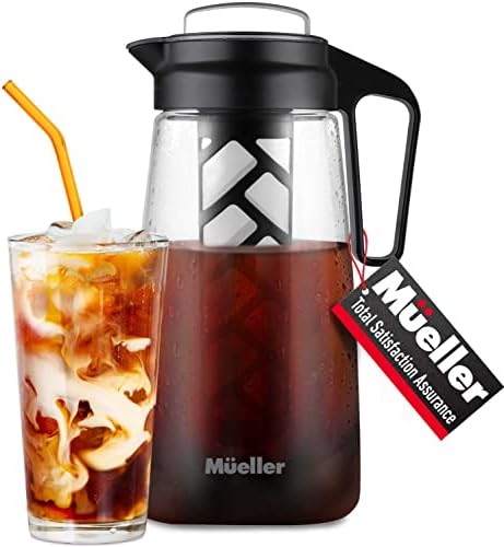 Mueller Cold Brew Coffee Maker, 2-Quart Heavy-Duty Tritan Pitcher, Iced Coffee Maker and Tea Brewer with Easy to Clean Reusable Mesh Filter