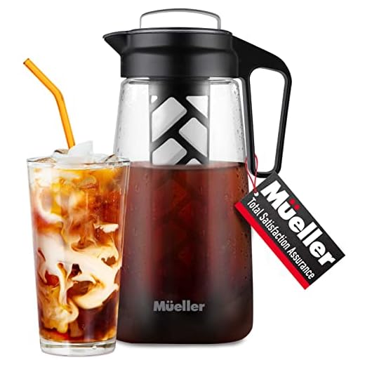 Mueller Cold Brew Coffee Maker, 2-Quart Heavy-Duty Tritan Pitcher, Iced Coffee Maker and Tea Brewer with Easy to Clean Reusable Mesh Filter