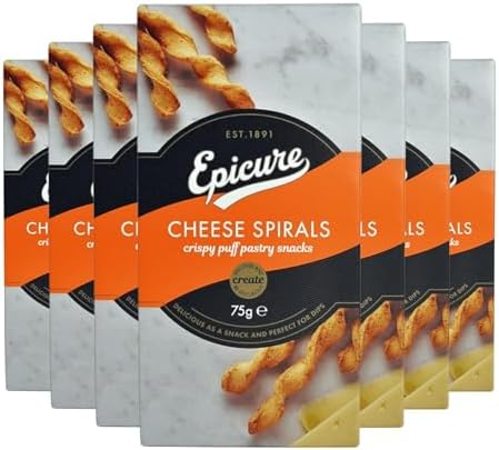 Epicure Cheese Spiral Crispy Puff Pastry Snacks, 75 g (10-Pack)