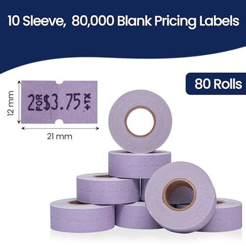 Etiquetas para pistola de precios Perco de dos líneas con 60.000 etiquetas en color lavanda 3